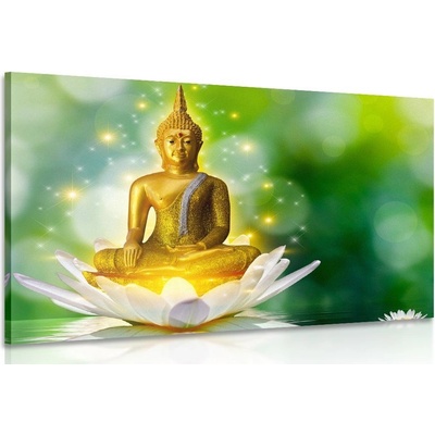 Obraz zlatý Budha na lotosovém květu - 60x40