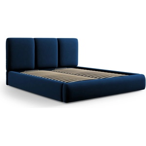 Mazzini Sofa Тъмносиньо тапицирано кадифено двойно легло с място за съхранение с включена подматрачна рамка 200x200 cm Brody - Mazzini Beds (MAZ_BF200_2_F1_BRODY2)