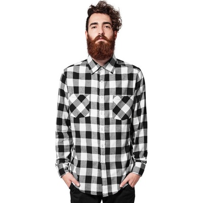 Urban Classics flanelová kostkovaná košile bílá