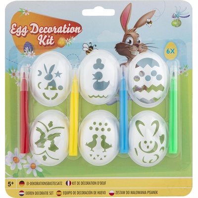 Комплект за Декорация на Великденски Яйца - 6 броя шаблони и 4 маркера