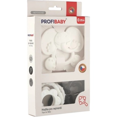 Profibaby kousátko zvířátko + přívěsky plast černobílá v krabičce 13x23x3cm