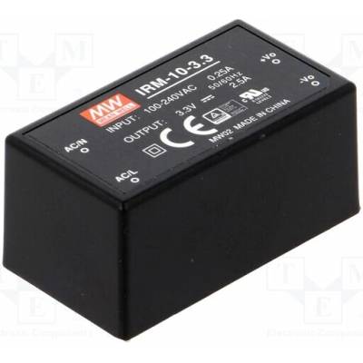 MEAN WELL IRM-10-3.3 Měnič: AC/DC; 8,25W; Uvst: 85÷264VAC,120÷370VDC; Uvýst: 3,3VDC
