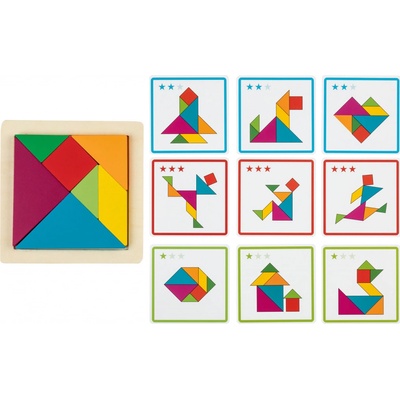 Montessori Playtive Dřevěné duhové puzzle (duhový tangram)