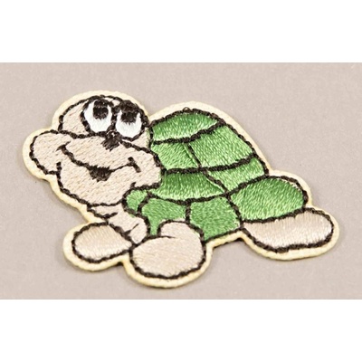 Nažehľovacia záplata - korytnačka - rozmer 4,5 cm x 3 cm - ružová, zelená, modrá zelená_10001156