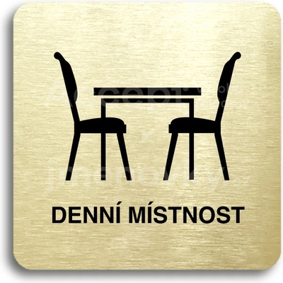 ACCEPT Piktogram denní místnost - zlatá tabulka - černý tisk bez rámečku