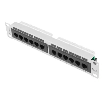 Lanberg Пач панел, Lanberg patch panel 12port 1U 10"" CAT. 6, grey (ppu6-9012-s)