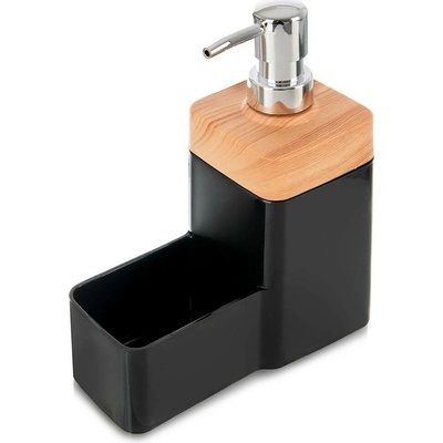 Dávkovač na mycí prostředek s držákem na houbičku Black 500 ml