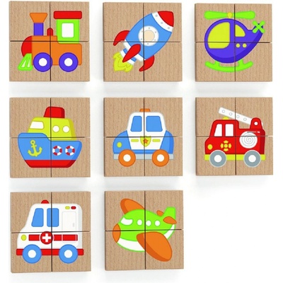 Viga Dřevěné magnetické puzzle dopravní prostředky