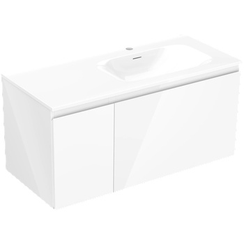 Mexen Orio шкаф за баня 100 см с мивка Vela дясна, 1S, 1D, бял гланц - 91A13-10047-3-BBFF00-W23P00 (91A13-10047-3-BBFF00-W23P00)