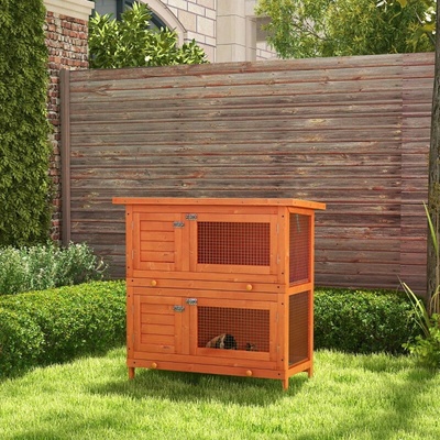 PawHut králíkárna pro zakrslé králíky 90 x 45 x 90 cm žlutá