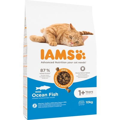 Iams 10% намаление! 10 кг IAMS for Vitality суха храна за котки на специална цена! - Adult с морска риба