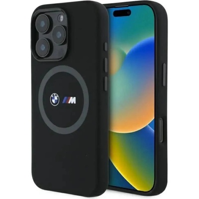 BMW Силиконов калъф MagSafe с щампа BMW M за iPhone 16 Pro Max - черен (3666339325190)