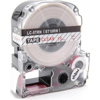 Compatible Epson LC-5TRN, ST18RW, 18mm x 8m, червен печат / прозрачен фон, съвместима лента (LCST18RW)