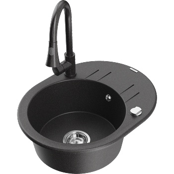 Mexen Kevin гранитна мивка с 1 отделение с отцедник и кухняшка батерия Elia, (6517-76-670101-76)