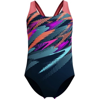 Speedo Girls Digi Placement Splashback - coral sands