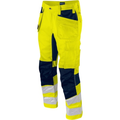 ProJob HI-VIS 6570 WAISTPANT STRETCH / Мъжки еластични светлоотразителни панталони, къси - HV жълто/тъмносин 50 (64570S795pd)