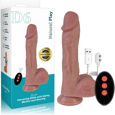 Erospace Natural Play D6 Dildo s posuvně rotační funkcí a vyhříváním, ovládané dálkovým ovladačem Béžový