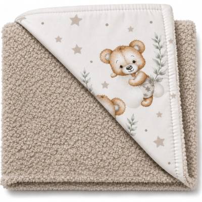 Baby Nellys Detská luxusná obojstranná deka Sleepy Teddy béžová
