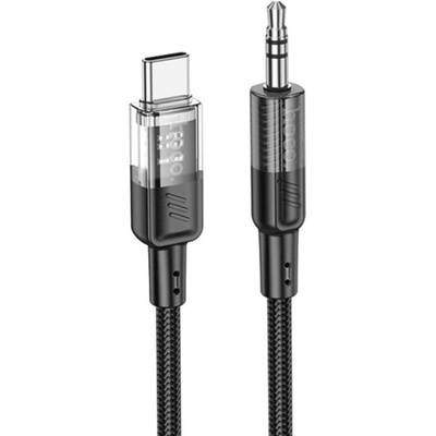 Hoco UPA27 Crystal Clear audio 3,5 mm jack na USB-C 1,2m černý