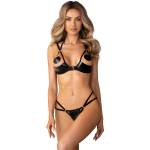 Obsessive Keira Lise 2-pcs Crotchless Set Black S/M