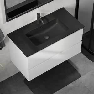 Bath Deluxe Шкаф за баня с мивка kenwood 91 см бял/черен (setbt0121a)