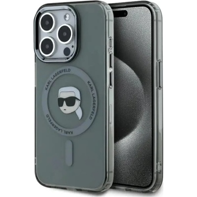 KARL LAGERFELD KLHMP15XHLSKIK iPhone 15 Pro Max 6.7" черен/черен твърд калъф IML Metal Karl Head MagSafe (3666339284497)