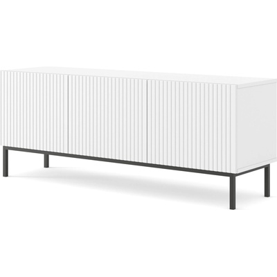 BIM Furniture ТВ шкаф Ravenna B 150 3D фрезован фолиран MDF, бял мат/черно (RAVENNATVSTWTMBLF)