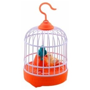 LEAN Toys Battery Operated Bird Cage Lights Sounds Orange