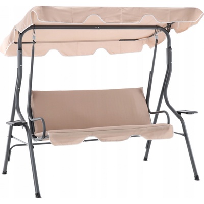 Pro-Tech shop KRE0735 Zahradní houpačka - tmavobéžová, bez polštářů a s držáky na nápoje 62251