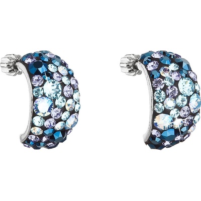 Evolution Group CZ strieborné náušnice Swarovski elements 31164.3 Blue style