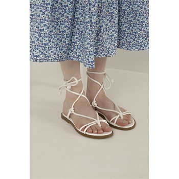 Moda Trend Дамски сандали с връзки - Бели #327951 (327951_Бяло)