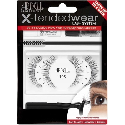 Ardell X-Tended Wear Lash System 105 + lepidlo na řasy X-Tended Wear 1 g + aplikátor 1 ks + odstraňovač řas 1 g + kartáček na řasy 1 ks Black
