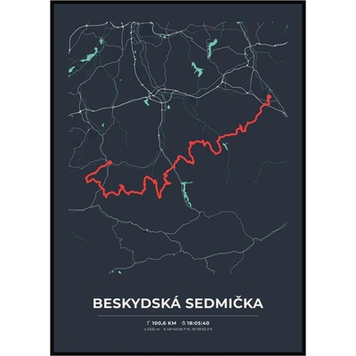 Jen tak z lásky Mapa vaší trasy – plakát z GPX pro běžce, cyklisty i turisty Barevná varianta: Šedá, Rozměr plakátu: 50 × 70 cm (tištěný plakát)
