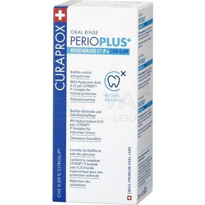 Curaprox Perio Plus+ REGENERATE CHX 0,09% ústna voda s chlórhexidínu citroxom a kys. hyalurónovou 200 ml