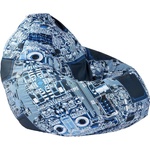 PUFRELAX Пуф, круша, 320л. , Nirvana Grande, Motherboard, Водоустойчив, Перящ се калъф, Пълнеж от Полистиролни перли, принт, 8316 (PUF-G-NGR-TEXP-MOM) - topmarket