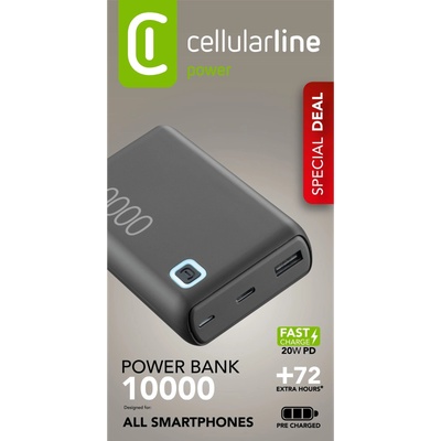 Cellularline Cellularline ESSENCE Turbo 10000 mAh Power Bank Черно (PBESSPROMOPD10000K)
