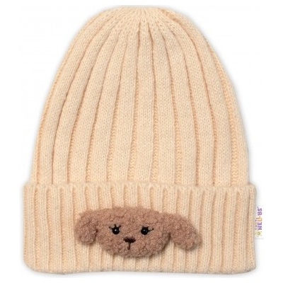 Baby Nellys Dětská zimní čepice Bear ecru