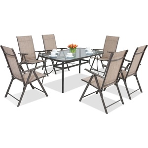 Garden Point Трапезни мебели от стомана Modena/Rosario за 6 души Garden Point кафяви (GAP389-6)