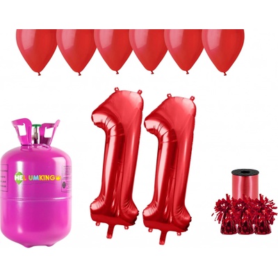 HeliumKing Helium párty set na 11. narozeniny s červenými balónky