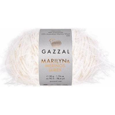 Gazzal Příze Marilyn & Merinos lurex 8269L2 - bílá zlatý lurex