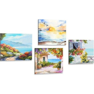 Set obrazů východ slunce u moře - 4x 40x40