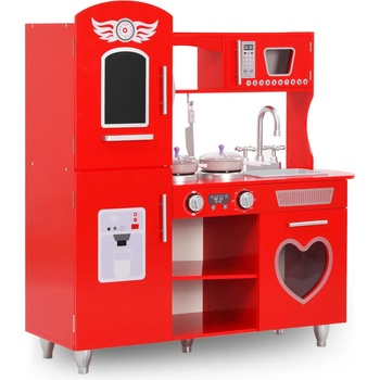 vidaXL Детска кухня за игра, МДФ, 84x31x89 см, червена (80253)