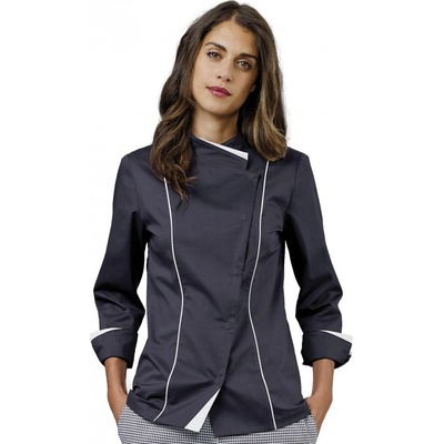 Siggi Group Дамска готварска куртка Claire в сив цвят с бели контрастни елементи, произведена в Италия от Siggi Group (28GA0248/00-0757-8)