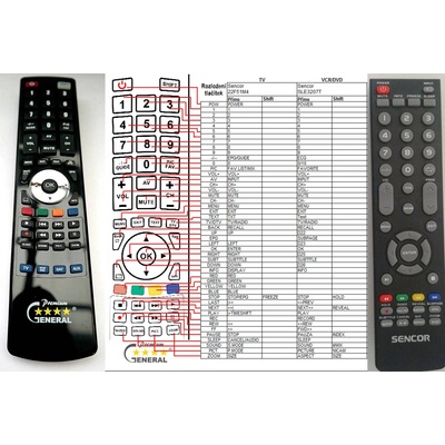 GENERAL SENCOR SLE1950T, SLE1951M4, SLE2250T, SLE2452M4, SLE22F51, SLE-22F50T, SLE24F51M4, SLE2650T, SLE2651M4, SLE3250T - съвместимо дистанционно управление на марката General (SLE1950T, SLE1951M4, SLE2250T, SLE2452M4, SLE22F51, SLE-22F50T, SLE24F51M4, S