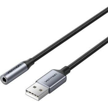 Vention външна USB звукова карта (USB-A към 3.5mm 4-pin) за слушалки с микрофон, 0.25 m, сива (CVFHC)