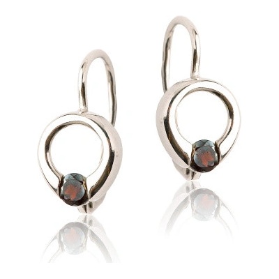 Čištín Stříbrné naušnice přírodní granát - VE 43