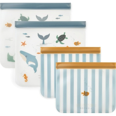 LIEWOOD Uzatvárateľné vrecká na potraviny Rebus Sea Creature set 4 ks