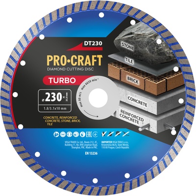 Procraft Diamantový rezný kotúč 230 mm DT230