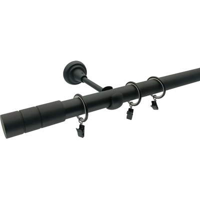 KovovégarnýžeCZ Stord elegance 25 mm Dvouřadá Kroužky s žabkou černá matná 160 cm