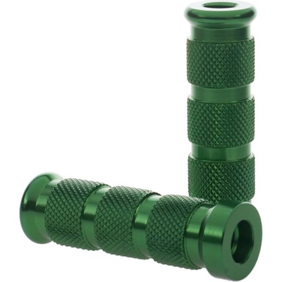 Aluminium Knurled Replacement Road/Track Footrest Pegs Round (Green) - PAIR PEGRNDGN